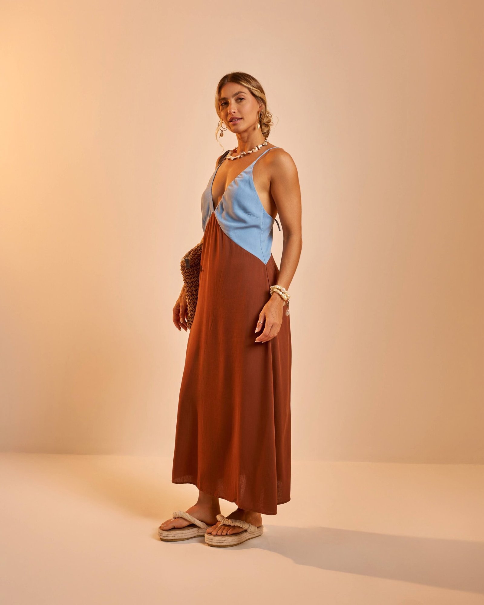 Vestido Bicolor Pietra Chocolate