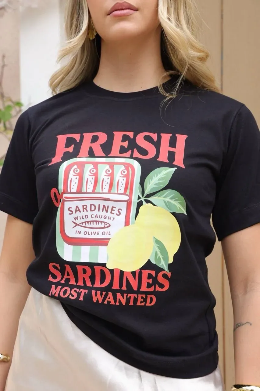 T-shirt Fresh Sardines Preta