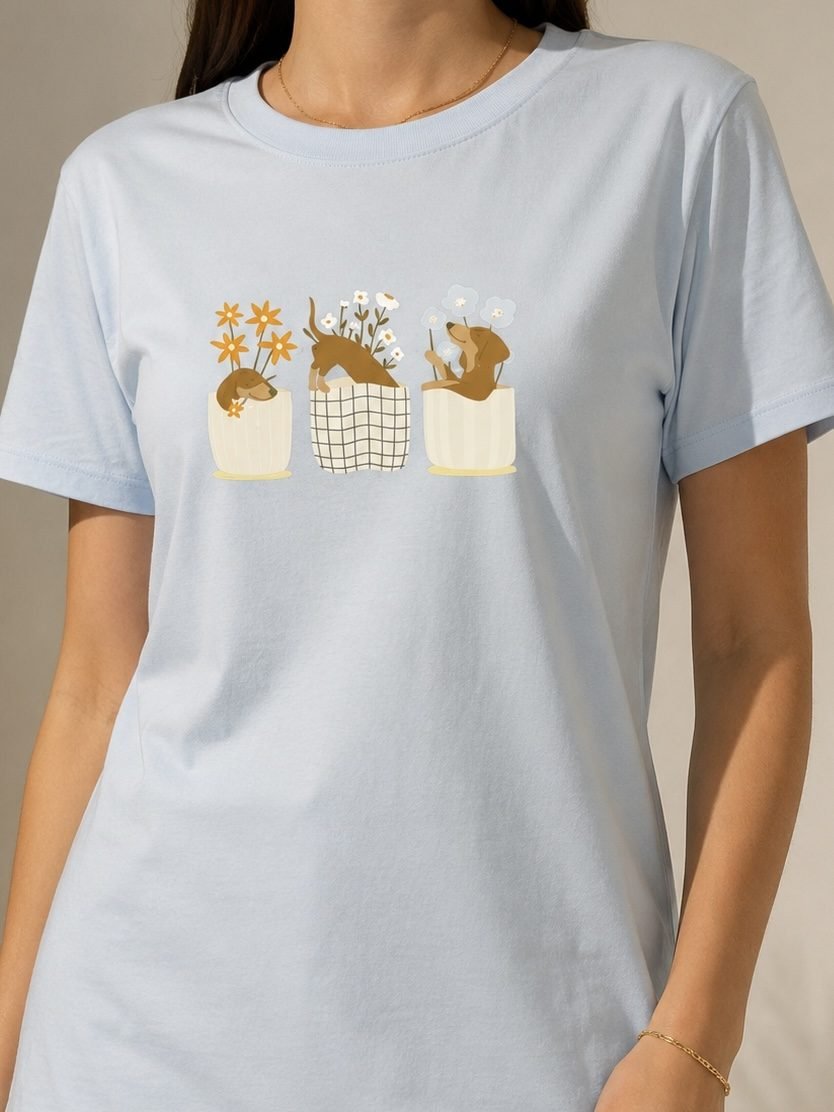 T-shirt Dachshund Azul Céu
