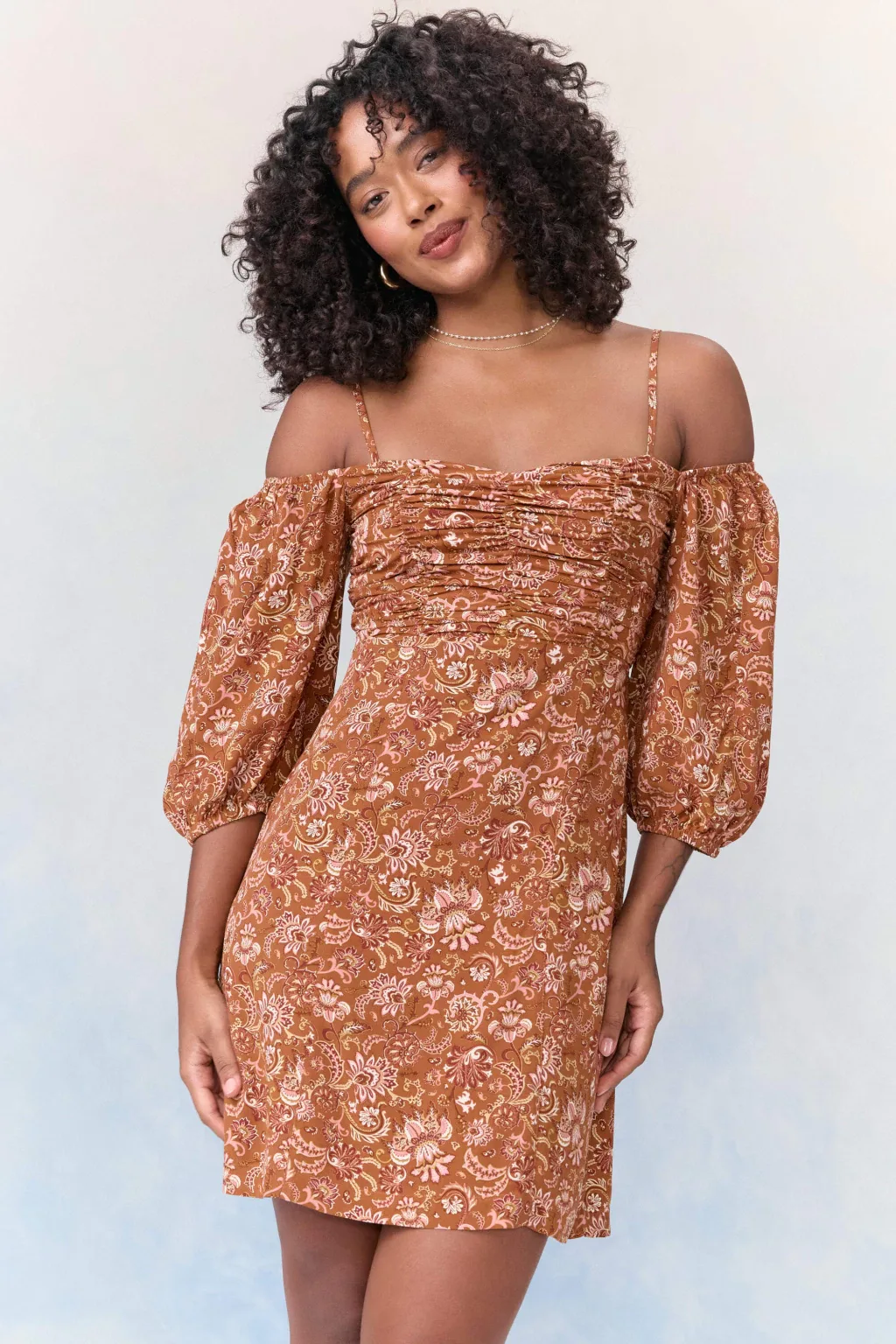Vestido Curto Boho Caramelo