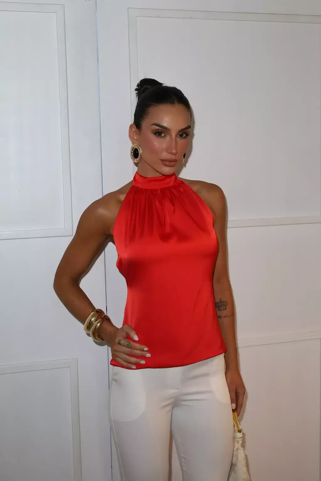 Blusa Frente Dupla Cetim de Amarração